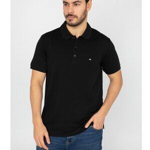 Rag & Bone Men's Polo Shirt Black Sz M Pima Cotton Golf Short Sleeve Quiet Luxe